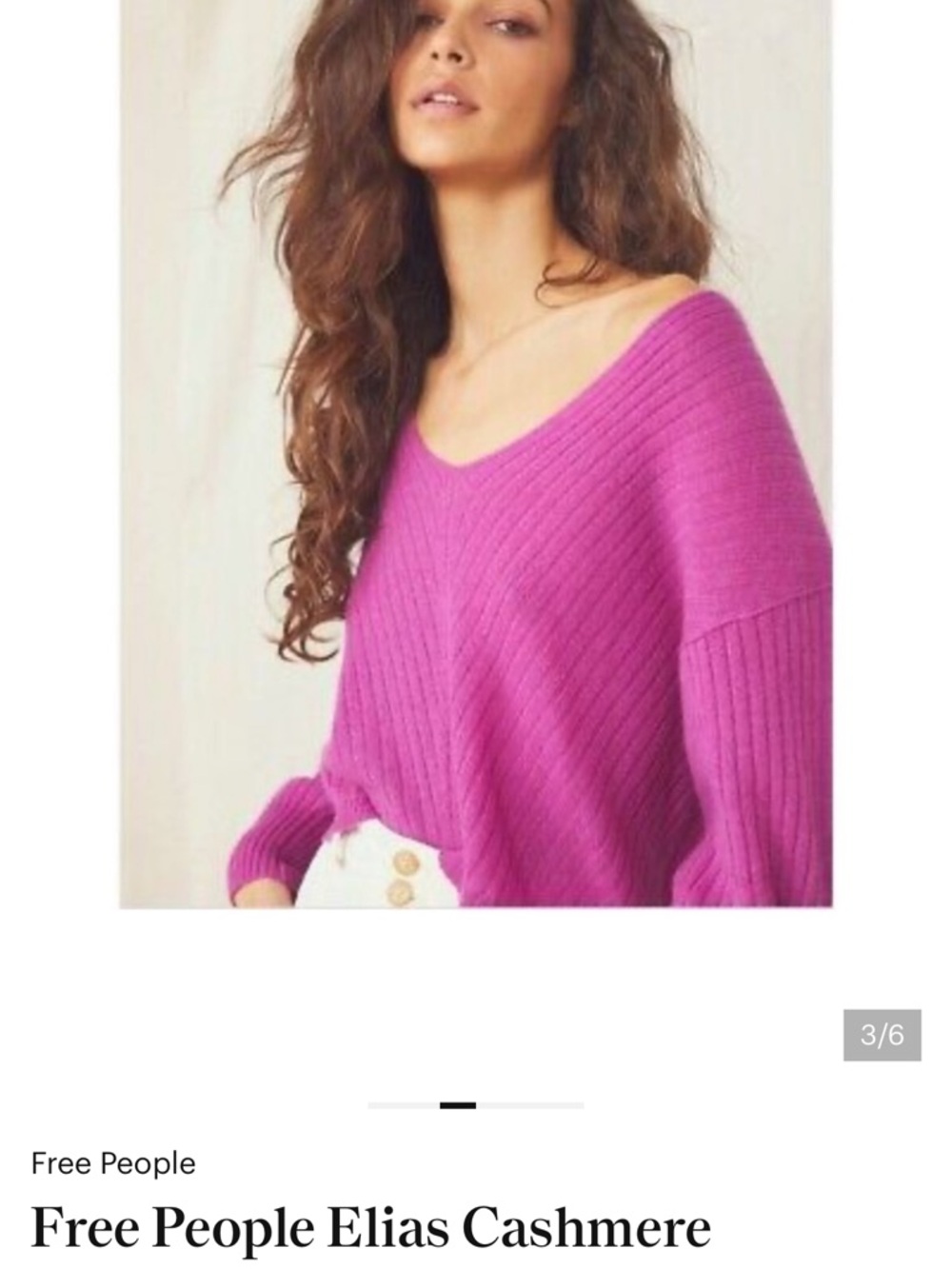 Free People Off-the-Shoulder V-Neck Sweater in Magenta